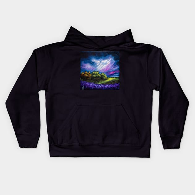 Dramatic sky landscape Kids Hoodie by redwitchart